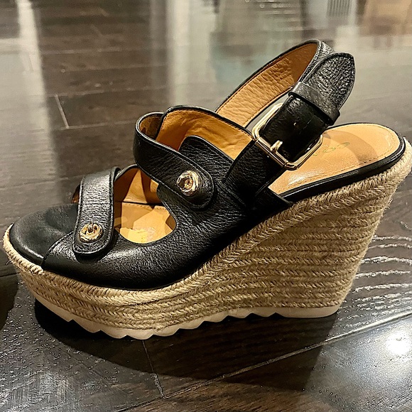Coach Electra Espadrille Wedge Sandals in Black - Picture 2 of 16